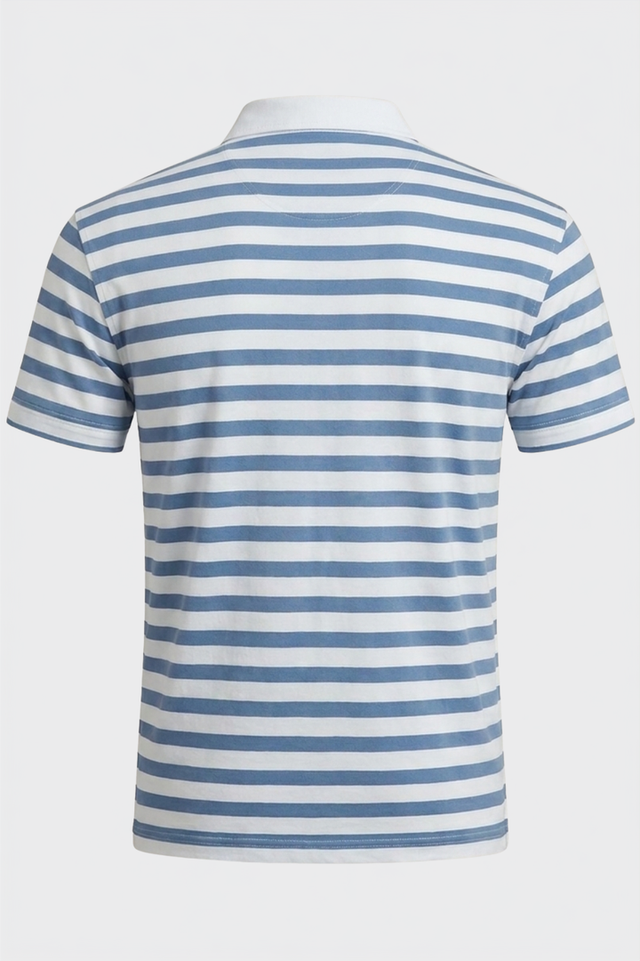 Men's Striped Polo Shirt Classic Collar, view 3 - Elena Harper