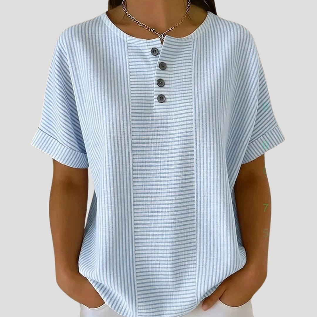 Women's Striped Button-Up Blouse