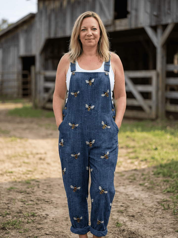 Rhea™ Bee Strap Jumpsuit by Emma & Rose Cape Town featuring a stylish, fitted design with bee strap details and a comfortable fit.