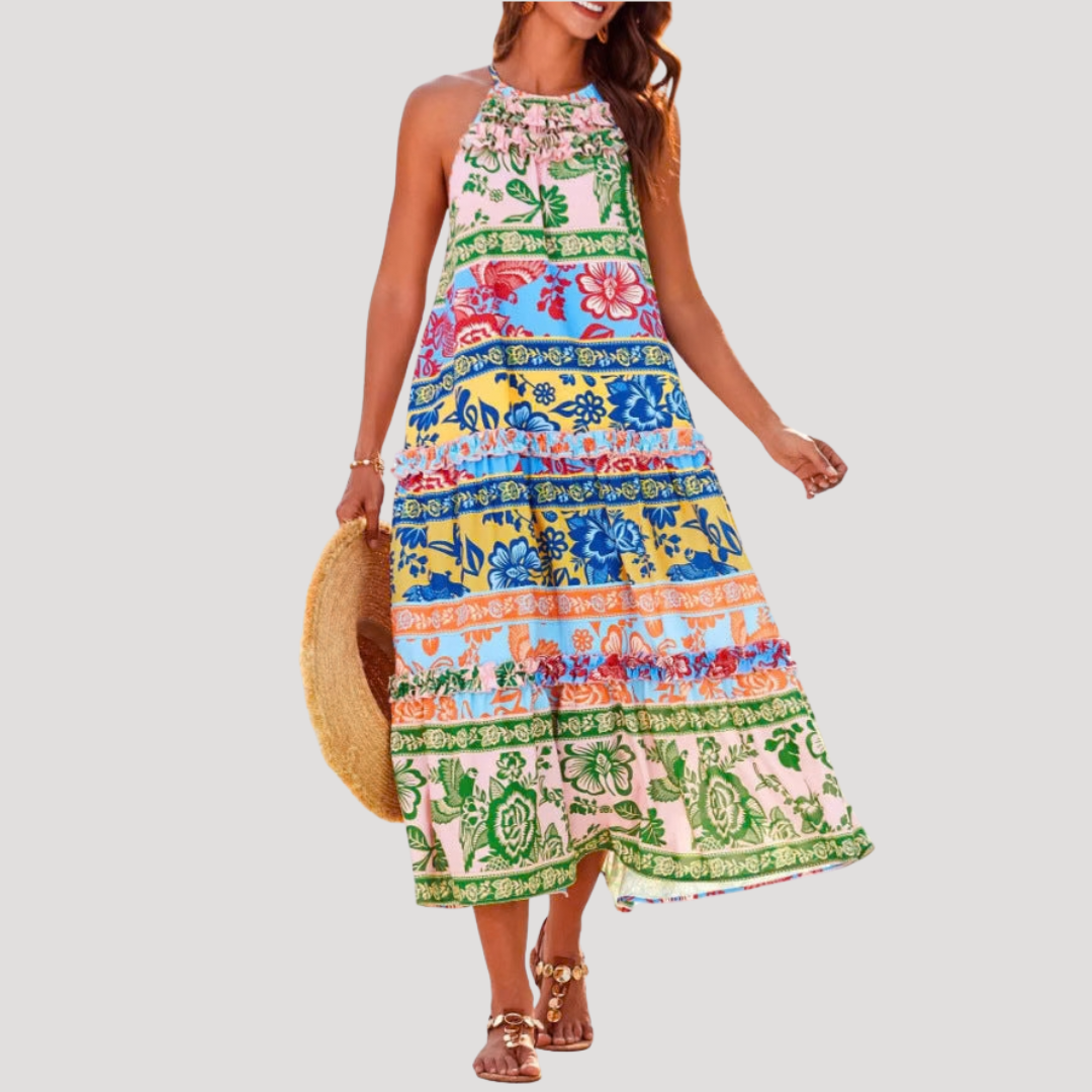 Fluid Printed Bohemian Maxi Dress