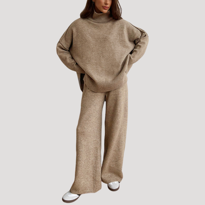 Women's Oversized Knit Sweater and Wide Leg Pants Set