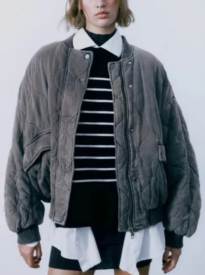 Cotton Jacket with Round Neckline