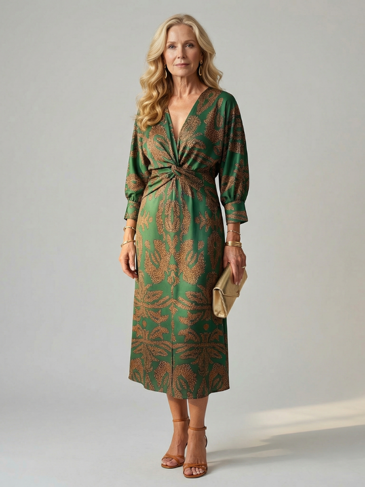 Natural Midi Wrap Dress for Women - Soft and Flattering