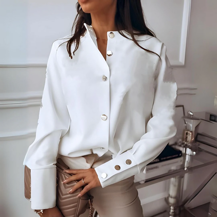 Stylish Women's Shirt with Button Placket & Classic Collar Norea, view 4 - Elena Harper