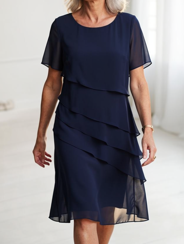 Linda Elegant Comfortable Dress with Ruffles - Elena Harper