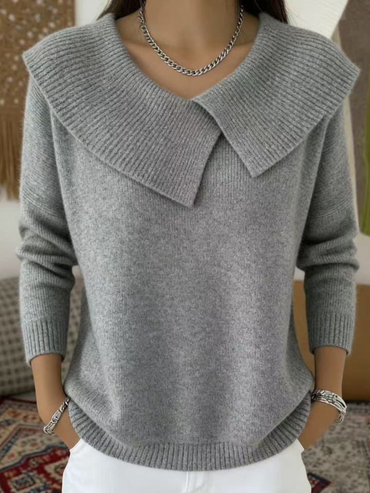 Lucia Warm Sweater with Soft Collar, view 6 - Elena Harper