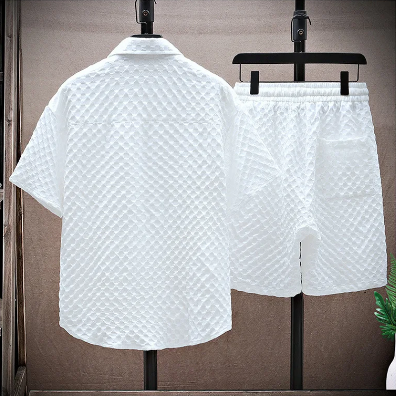Complete Men's Two-Piece Honeycomb Fabric Set – Comfortable Fit