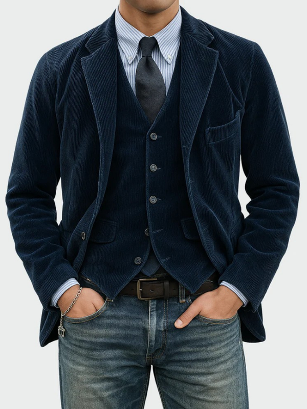 Gunnar Cord Blazer and Vest, view 4 - Elena Harper