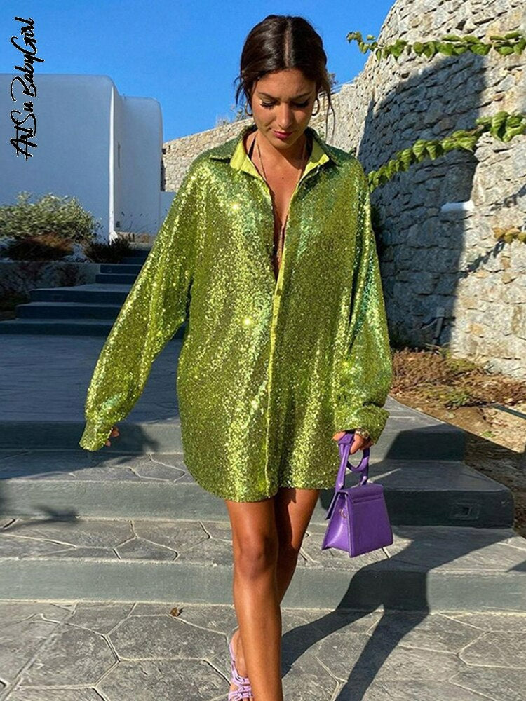Sofie - Trendy Oversized Blouse with Glitter Effect