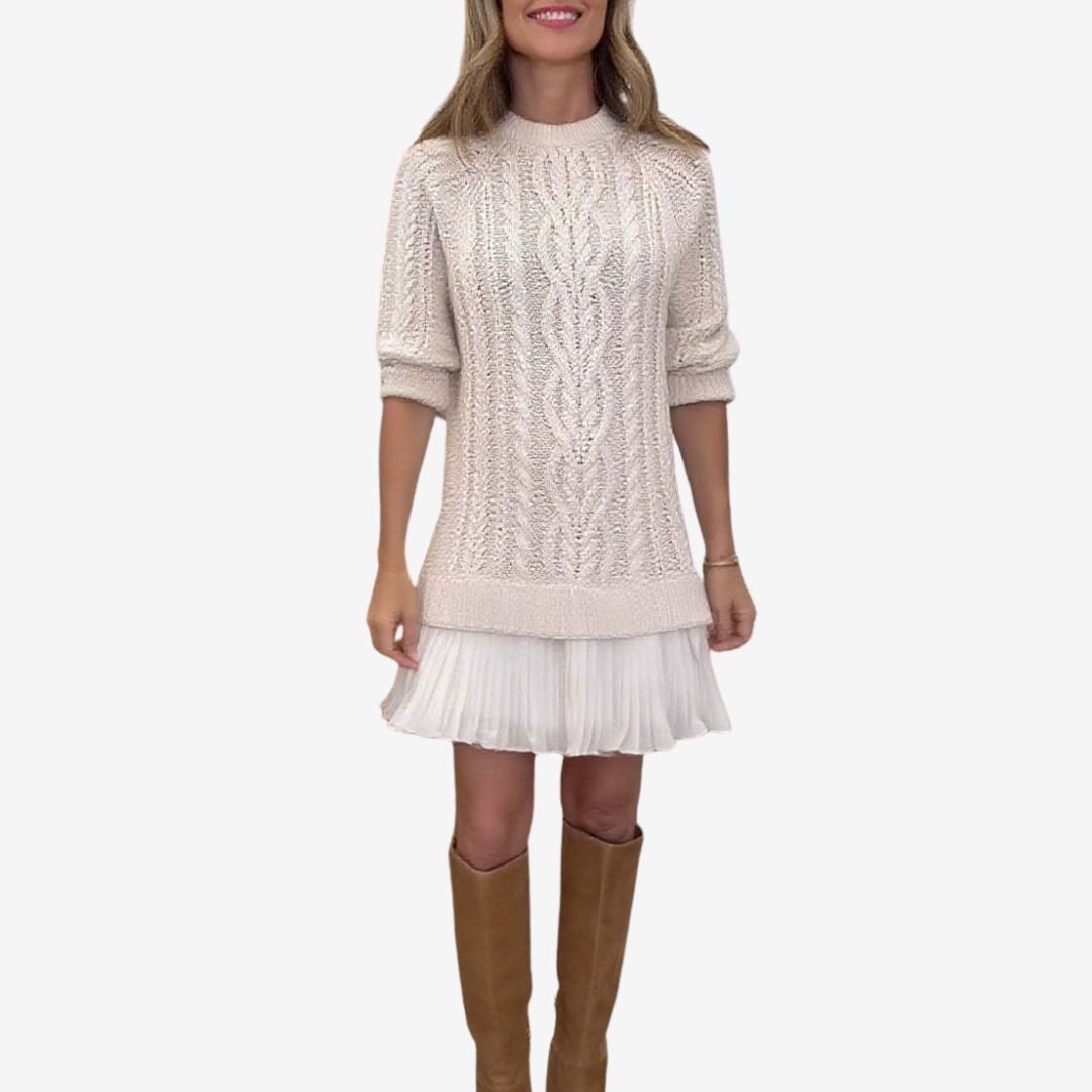 Chiara Crew Neck Knit Dress, view 2 - Elena Harper