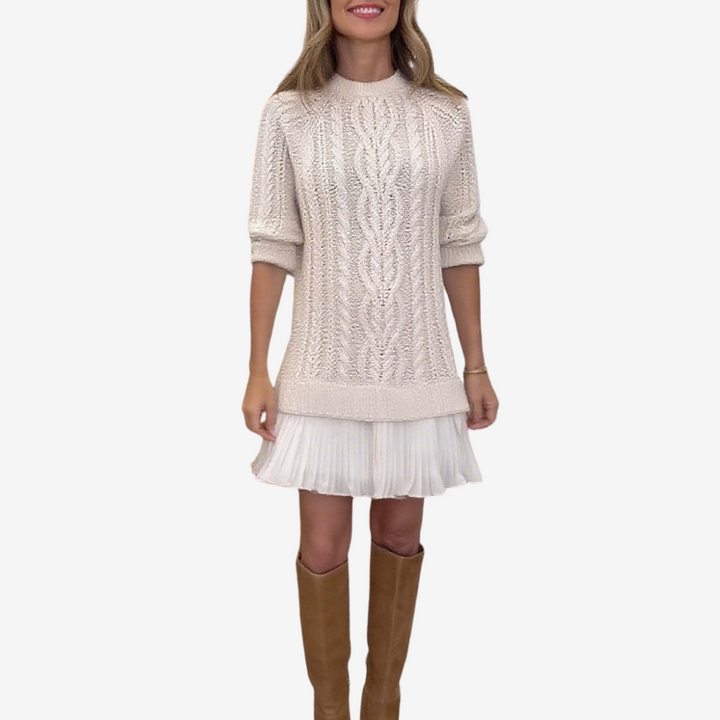 Chiara Crew Neck Knit Dress, view 2 - Elena Harper