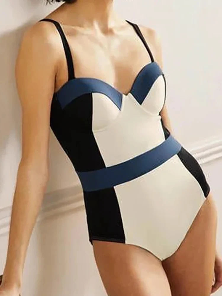 Colorblock Structured One Piece Swimsuit