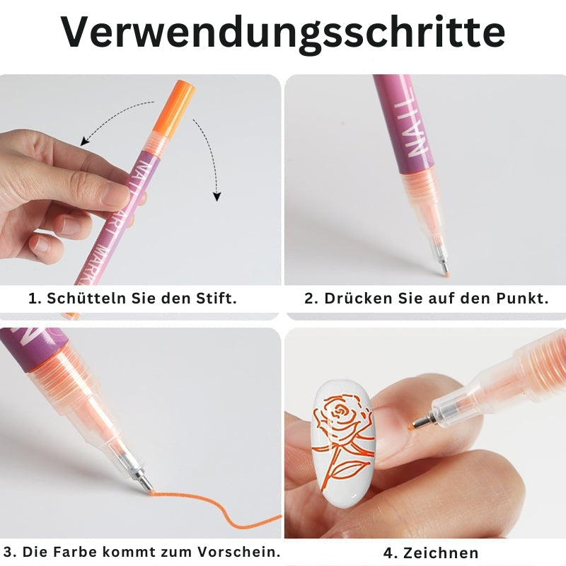 GlamSketch Nail Art Pen Set in 12 Colors, view 9 - Elena Harper