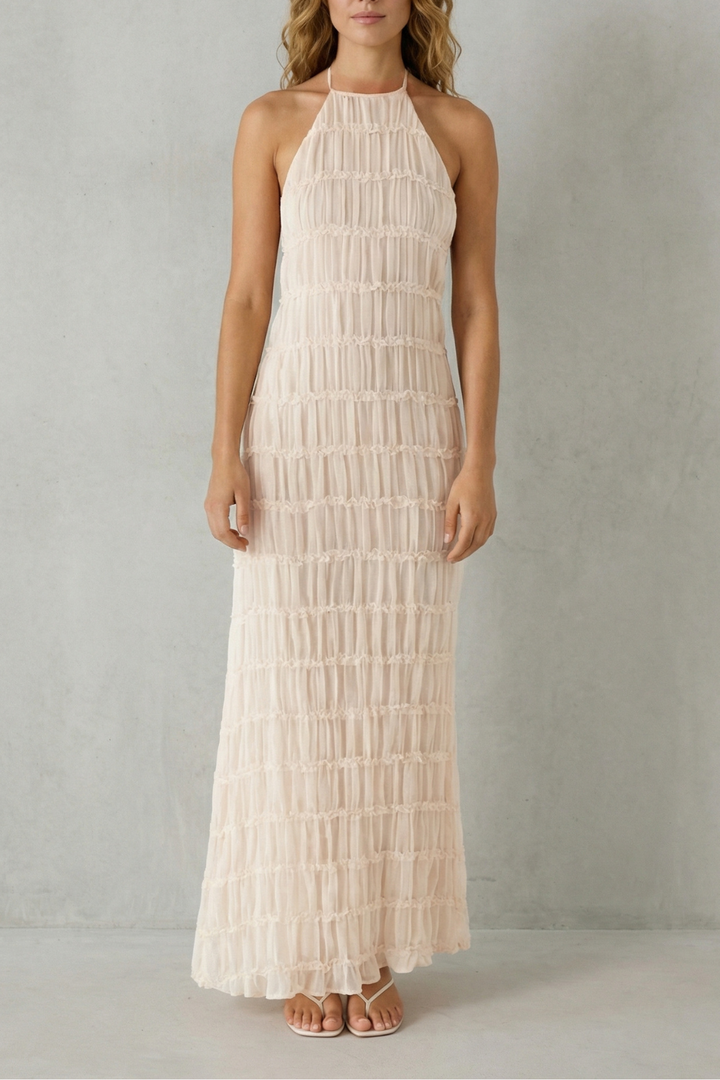Greta – Modern texture – Women’s Backless Sculpted Texture Maxi Dress