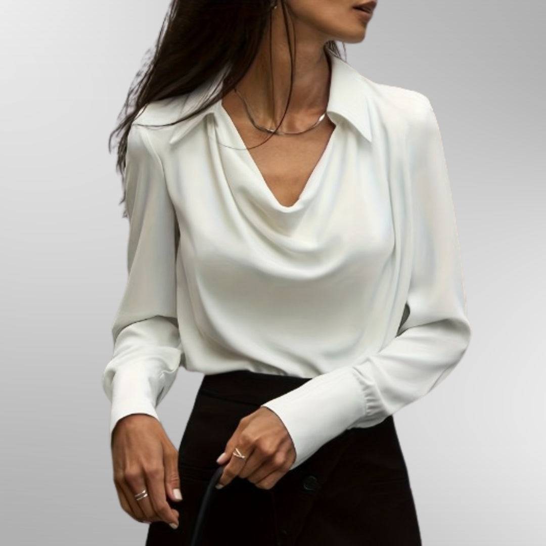 Violet™ elegant soft luxurious fabrics blouse by Emma & Rose Cape Town featuring a stylish design and smooth, flowing fabric.