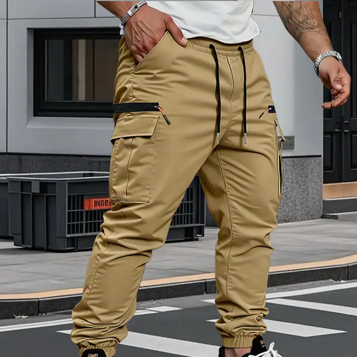 Lothar Casual Cargo Pants with Stretch Waistband, view 3 - Elena Harper