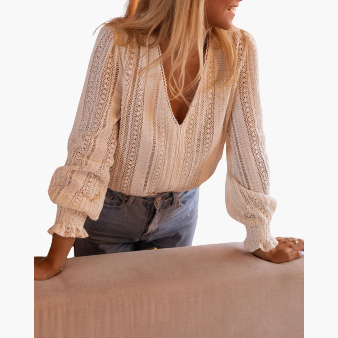 Alice Stylish Elegant V-Neck Blouse - Elena Harper