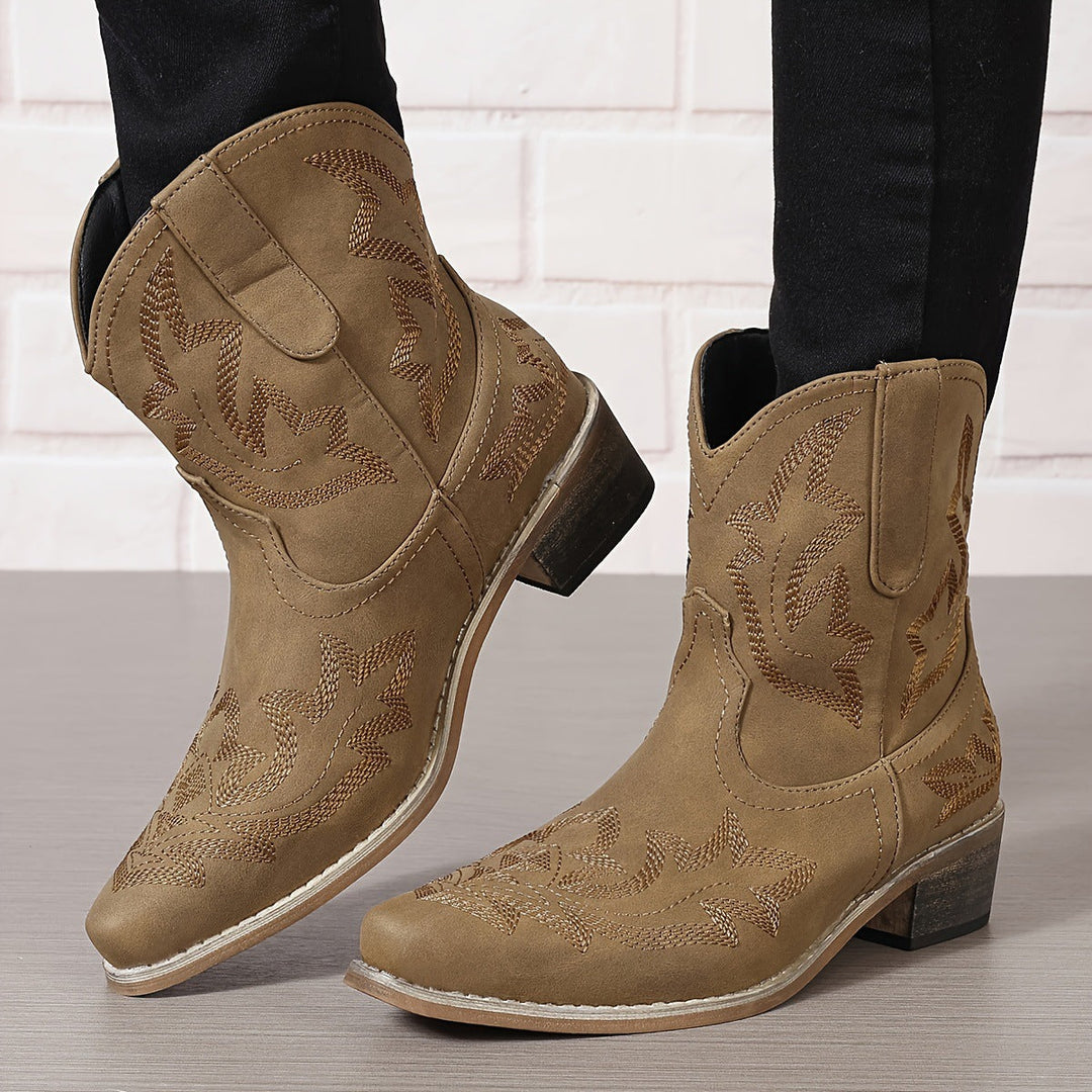 Laurice - Stylish Embroidered Leather Cowboy Boots