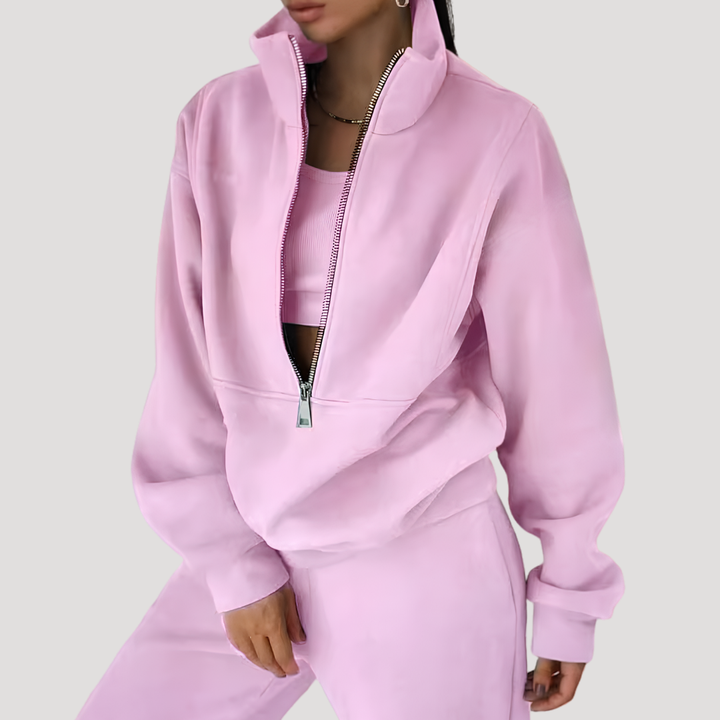 Women's Half-Zip Sweatshirt and Pants Set