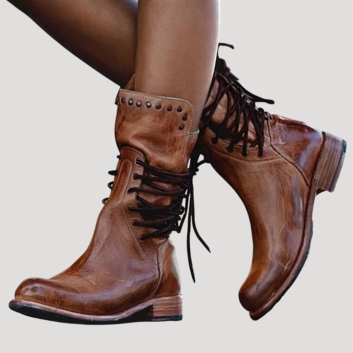 Women's Casual Lace-Up Ankle Boots with Low Heel