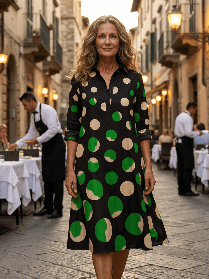 Kaia Dinner Walk Dress by Emma & Rose Cape Town, featuring a stylish, elegant dress with intricate detailing and flowing fabric.