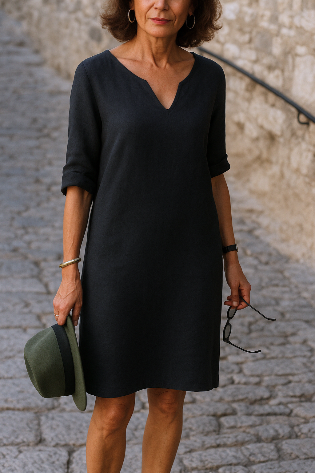 Elvy Sleek V-Neck Dress - Elena Harper