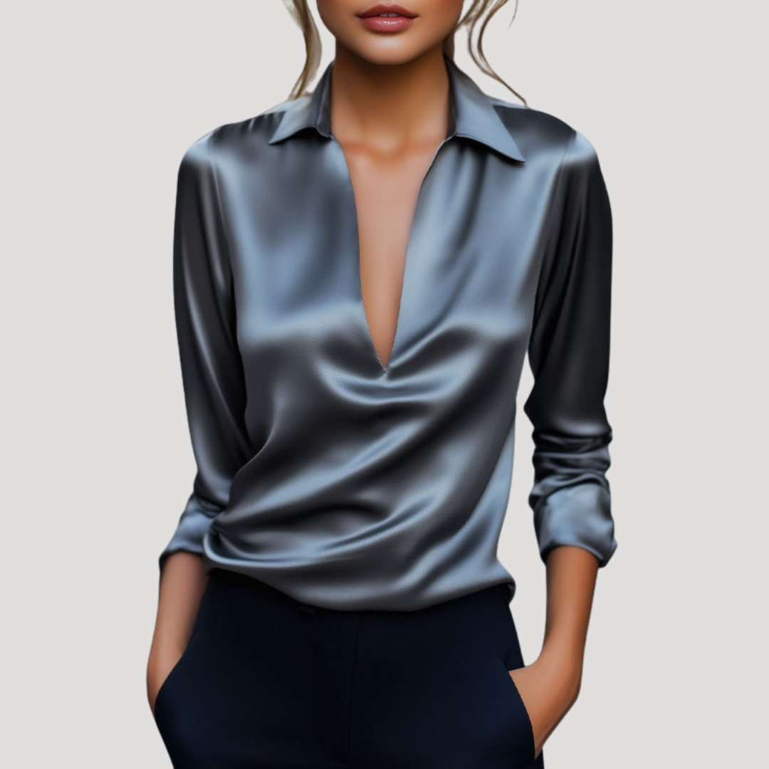 Chic Long Sleeve Satin Blouse for Women