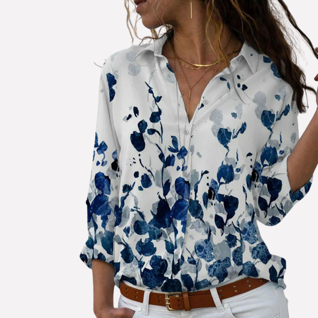 Luna | Vibrant Geometric Print Blouse with Long Sleeves