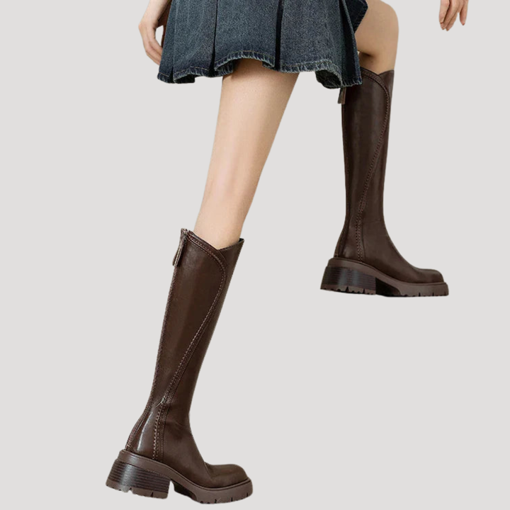 Women's High Boots with Thick Square Heel