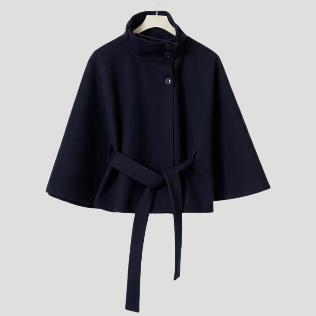 Women's Cape Coat with High Collar