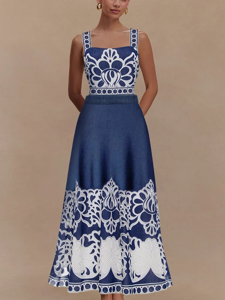 Ethnic Print Swimsuit Set