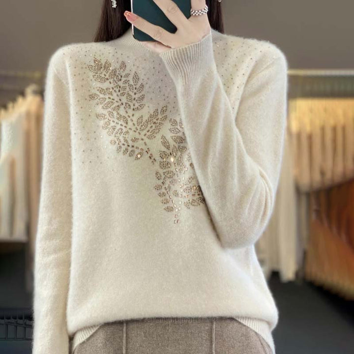 Knit Pullover with Leaf Pattern