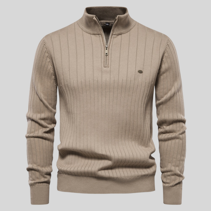 Men's Quarter Zip Long Sleeve Sweater for Effortless Style, view 9 - Elena Harper