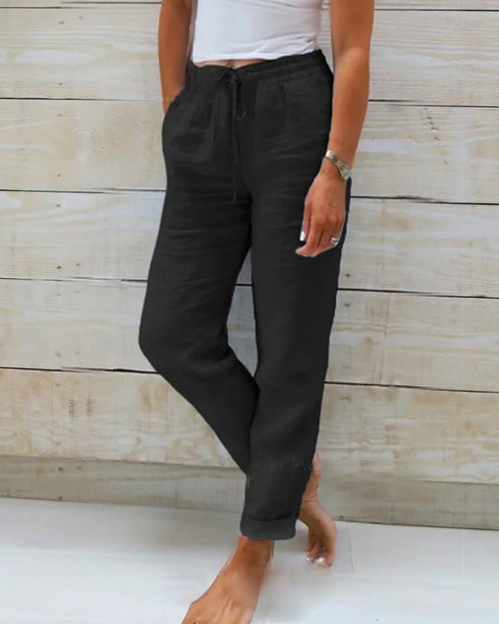 Allison Luxe Cotton-Linen Tailored Trousers - Elena Harper