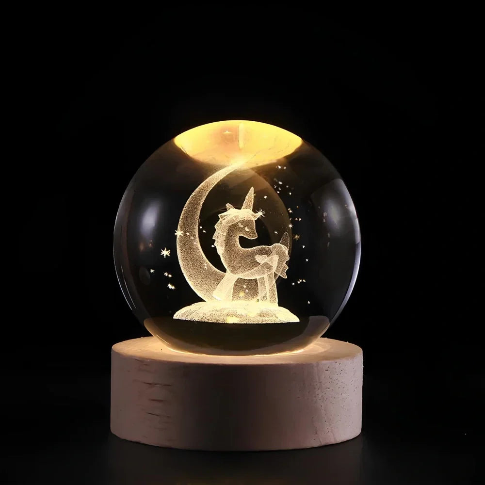 Glowing Crystal Ball with 3D Engraving Night Light