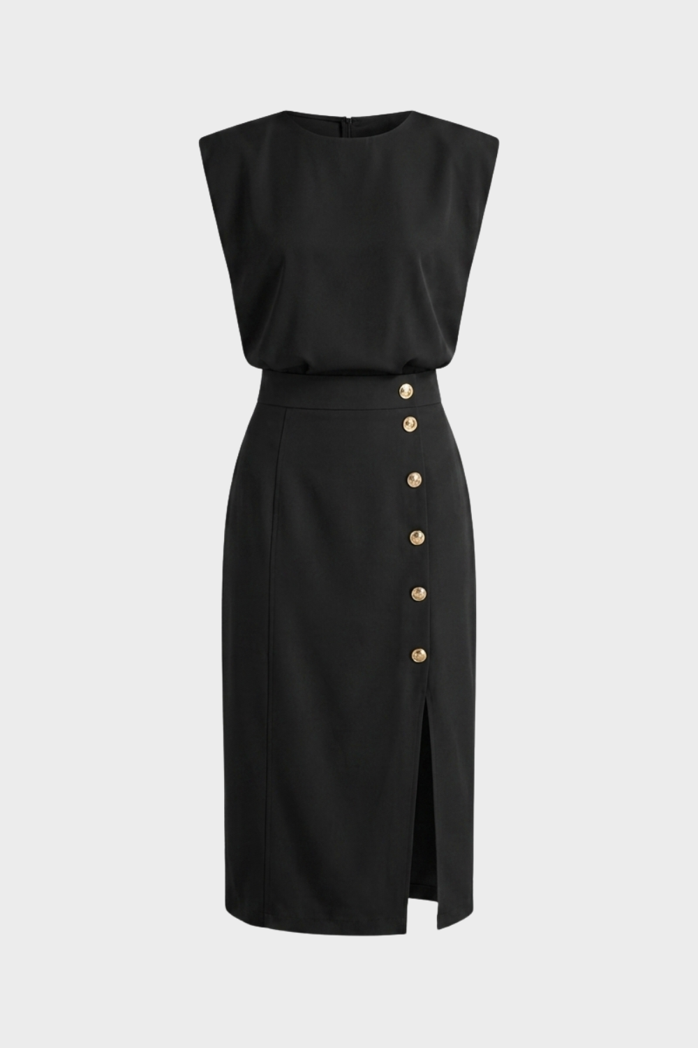 Women's Midi Dress Button | Sleeveless
