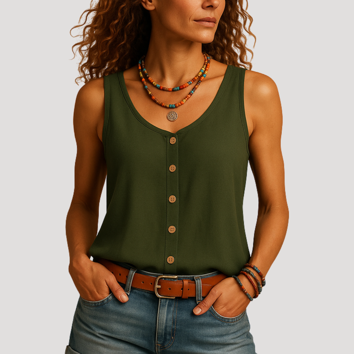 Women's Sleeveless Button Top