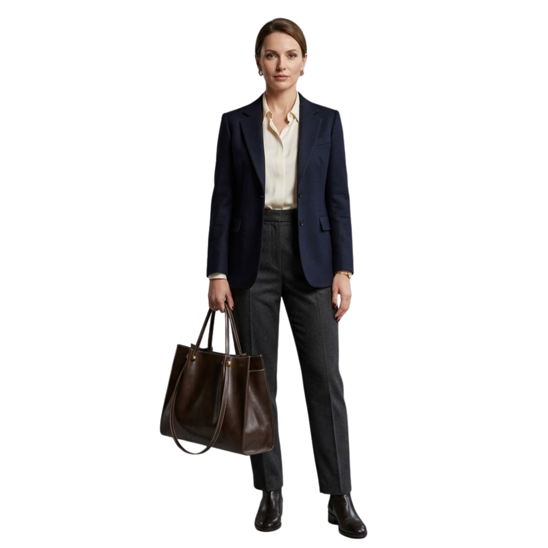 Vegan Leather Tote Bag with Zip Closure and Shoulder Strap for Women