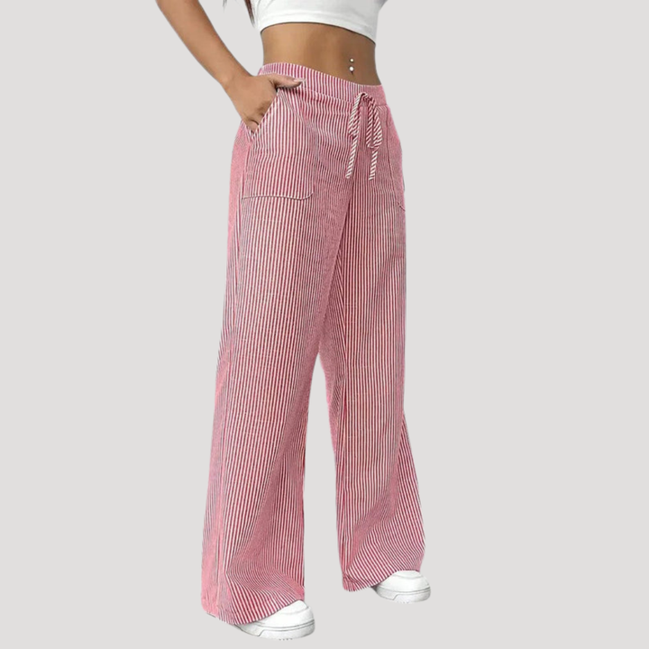 Women's Casual Wide Leg Striped Pants