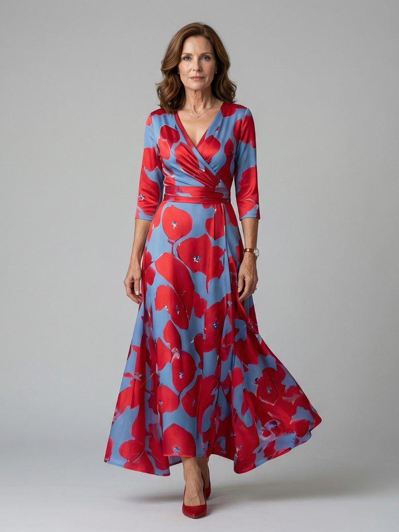 Celine Cross Wrap Neck Midi Dress - Elena Harper
