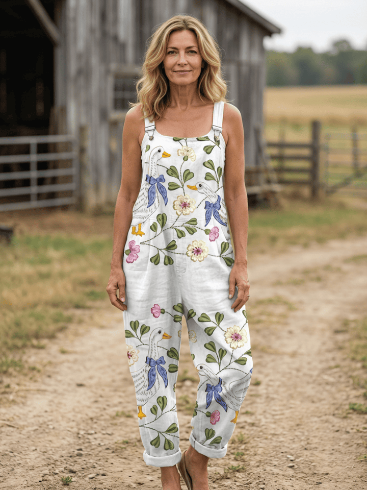 Emma & Rose Cape Town Ondine™ Peace Strap Jumpsuit, lightweight linen jumpsuit with adjustable straps and relaxed fit.