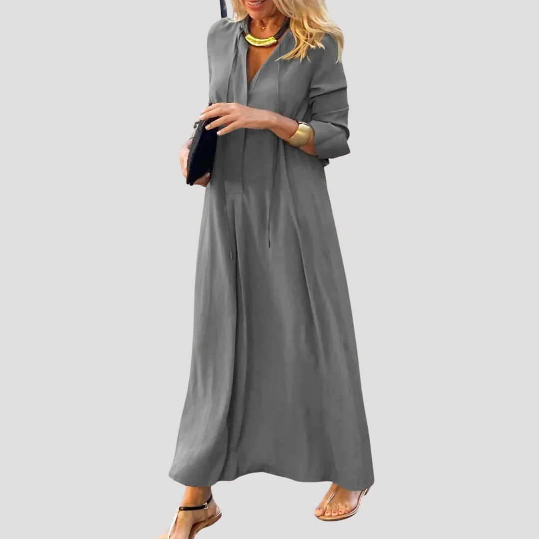 Chic Long Flowing Dress with Long Sleeves