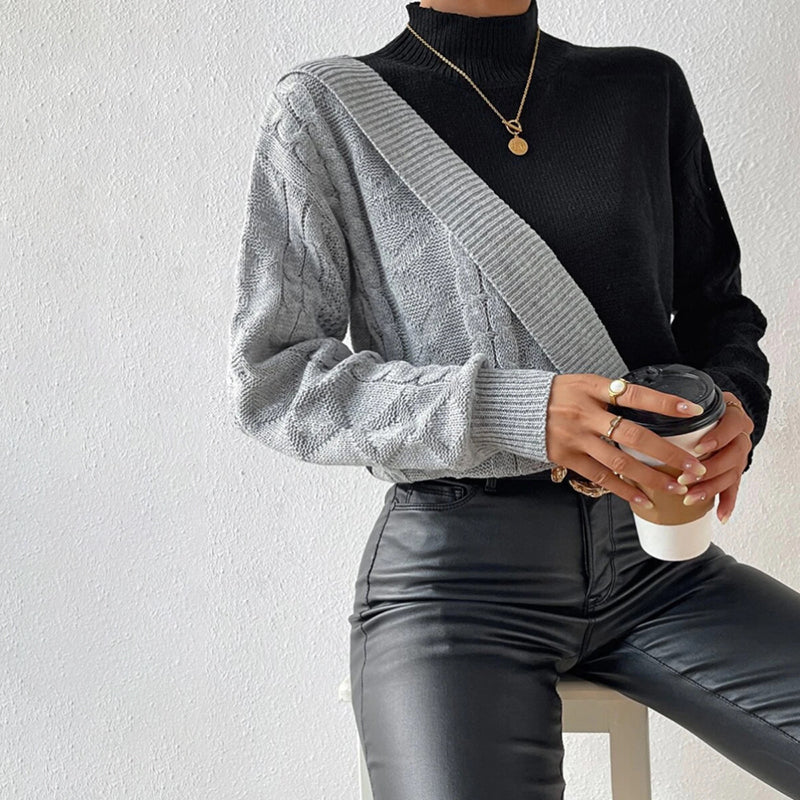 Casual Knit Patchwork Pullover