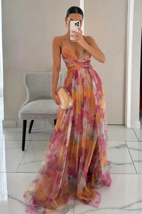 Selina | Women's Pleated Maxi Dress with Flowing Fit