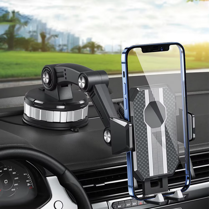 GripTech Car Phone Holder | Strong Suction Grip | 360° Rotation | One-Handed Use