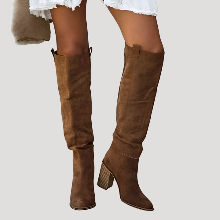 Women's High Heeled Slip-On Boots