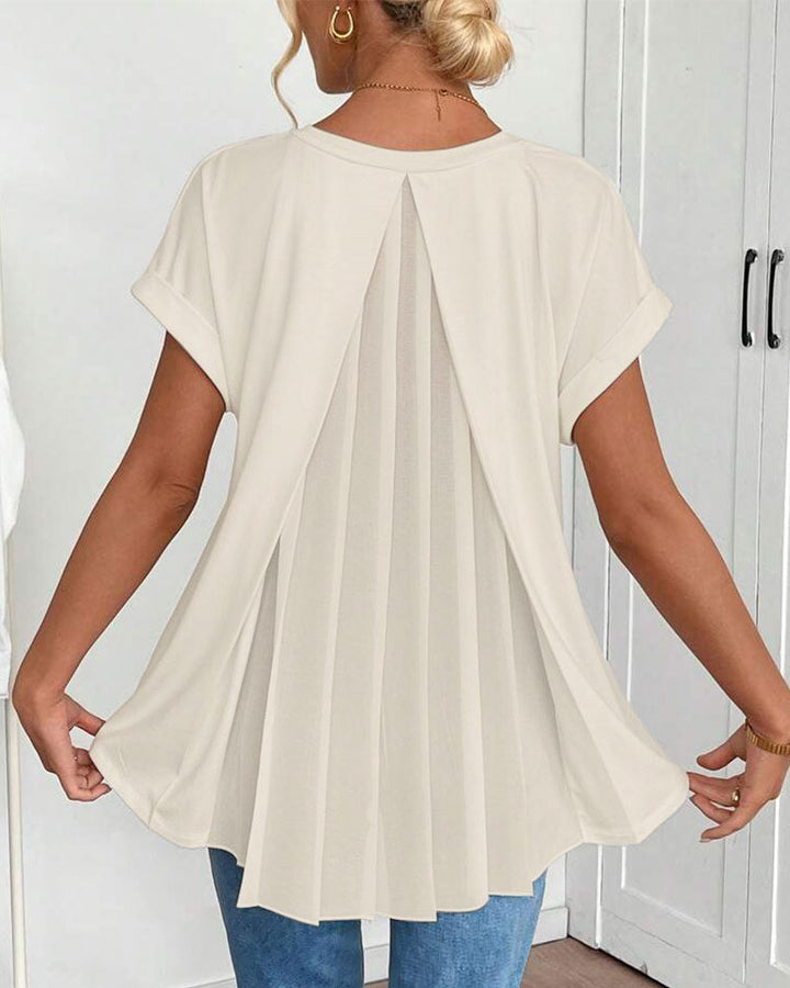 Short Sleeve Solid Color Patchwork Tee