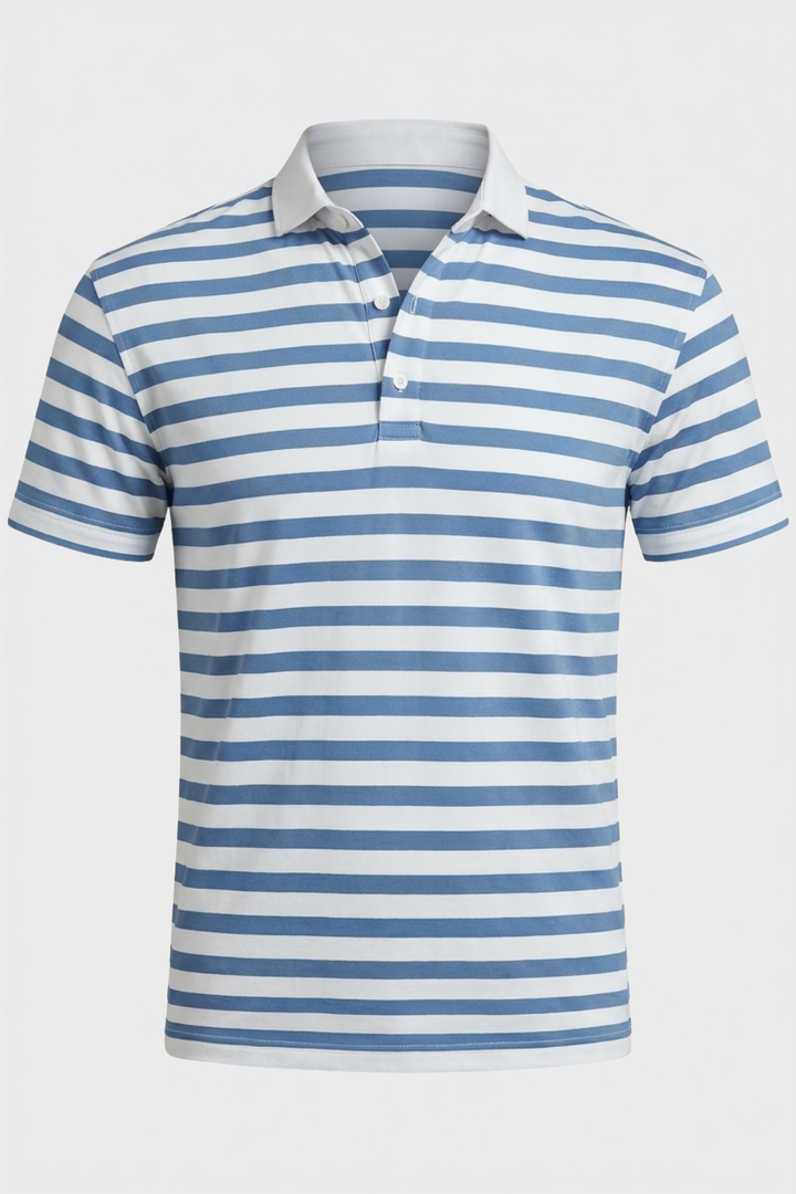 Men's Striped Polo Shirt Classic Collar - Elena Harper