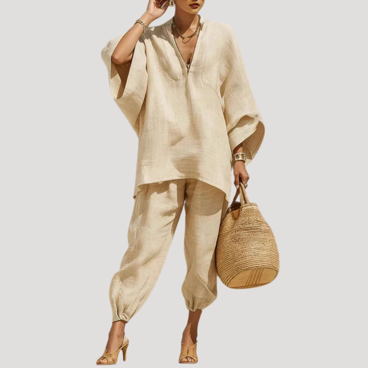 Women’s Two-Piece Linen Pants Set Bohemian