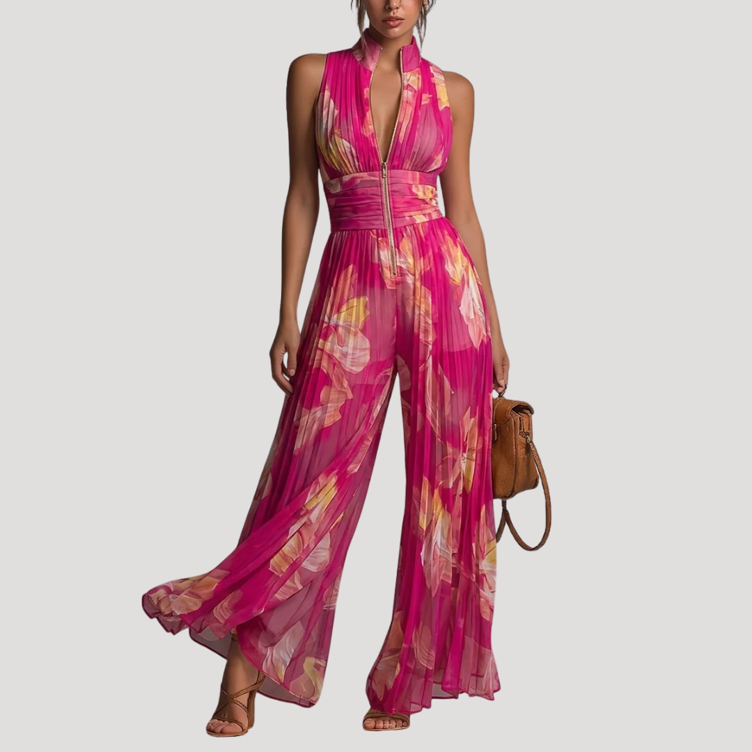 Elegant Floral Zip Jumpsuit for Women